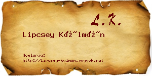 Lipcsey Kálmán névjegykártya